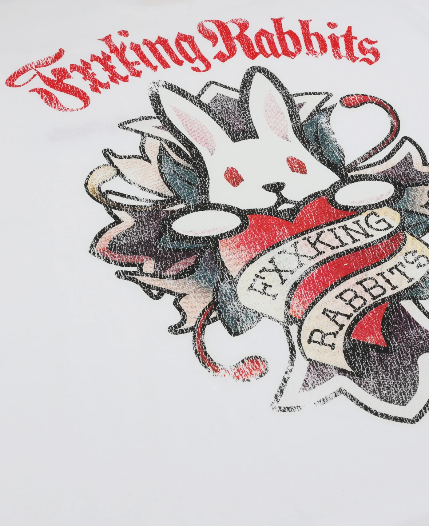 Cross Rabbits Tattoos Garment Dye T-Shirt (White) - Image 4