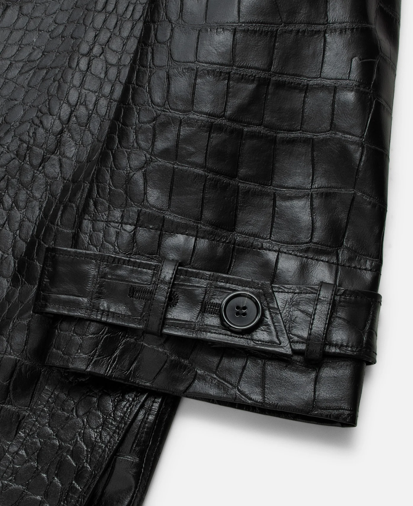 Faux Croco Leather Trench (Black) - Image 5